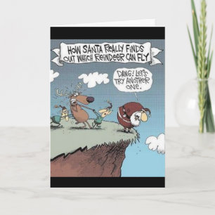 Sankt prüft Ren-Fliegen-Gruß-Karte Feiertagskarte