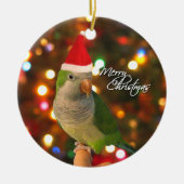 Sankt-Quäkerparakeet-Weihnachtsverzierung Keramikornament (Vorne)