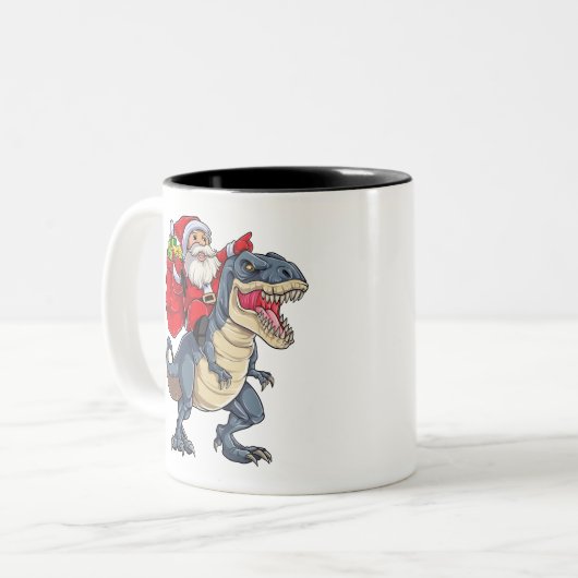 Sankt-Reitdinosaurier T rex T-Shirt Zweifarbige Tasse (Vorderseite Links)