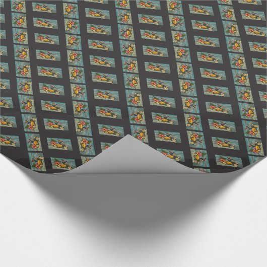 Sankt reitet ein Motorrad - Weihnachten Geschenkpapier (Ecke)