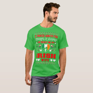 Sankt schickte irischem Ehefrau-Weihnachten T-Shirt