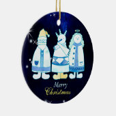 Sankt-Schneemann-Engels-blauer Weihnachtsbaum Keramikornament (Rechts)