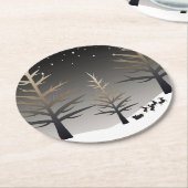 Sankt Sleigh und Baum-Silhouette Runder Pappuntersetzer (Angewinkelt)