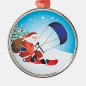 Sankt Snowkite Snowboard-Prämien-Verzierung Silbernes Ornament (Vorne)