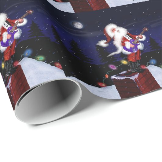 Sankt spielt Gitarre Geschenkpapier (Rolleneckpunkt)
