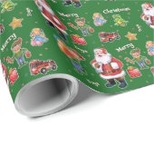 Sankt Spielwaren- und Elf-Packpapiergrün Geschenkpapier (Rolleneckpunkt)