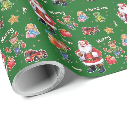 Sankt Spielwaren- und Elf-Packpapiergrün Geschenkpapier (Rolleneckpunkt)