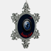 Sankt-Spions-Kamera Schneeflocken Zinn-Ornament (Links)