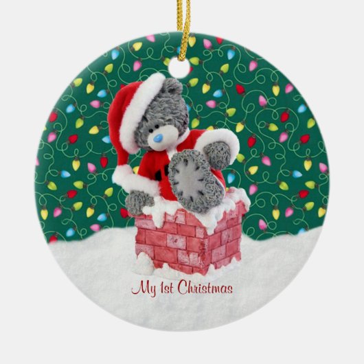 Sankt-Teddybär-1. Weihnachtsverzierung Keramikornament (Vorne)