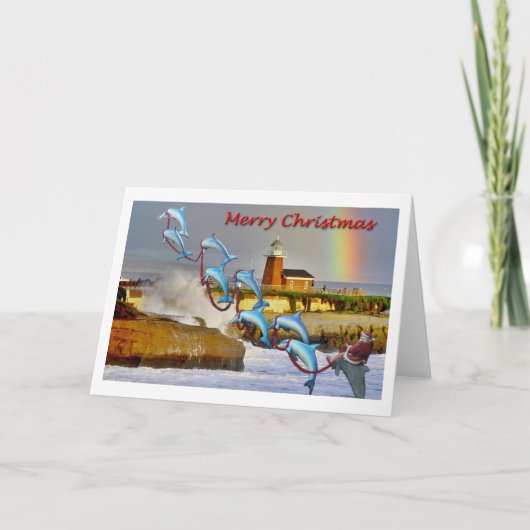 Sankt-u. Delphin-Santa- Cruzweihnachtskarte Feiertagskarte (Vorderseite)