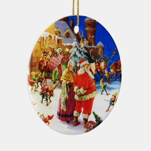 Sankt u. Frau Klaus an NordpolWeihnachtsabend Keramik Ornament (Rechts)