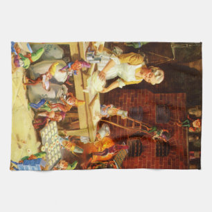 Sankt u. Frau Klaus u. die Elfe backen Plätzchen Handtuch