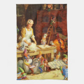 Sankt u. Frau Klaus u. die Elfe backen Plätzchen Handtuch (Vertikal)