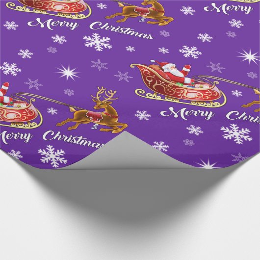 Sankt- u. Pferdeschlitten-Packpapier. Glattes Lila Geschenkpapier (Ecke)