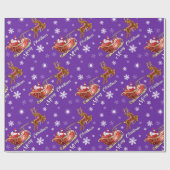 Sankt- u. Pferdeschlitten-Packpapier. Glattes Lila Geschenkpapier (Flach)