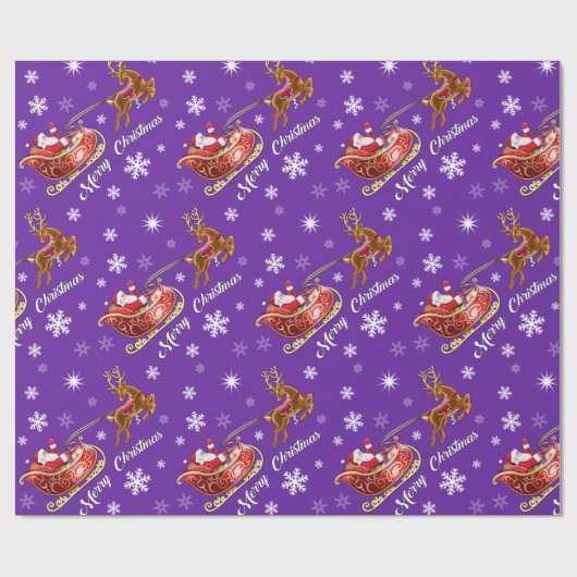 Sankt- u. Pferdeschlitten-Packpapier. Glattes Lila Geschenkpapier (Flach)