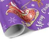 Sankt- u. Pferdeschlitten-Packpapier. Glattes Lila Geschenkpapier (Rolleneckpunkt)