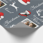 Sankt- u. Ren-Weihnachtsfamilien-Fotos Geschenkpapier (Ecke)