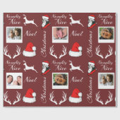 Sankt- u. Ren-Weihnachtsfamilien-Fotos Geschenkpapier (Flach)