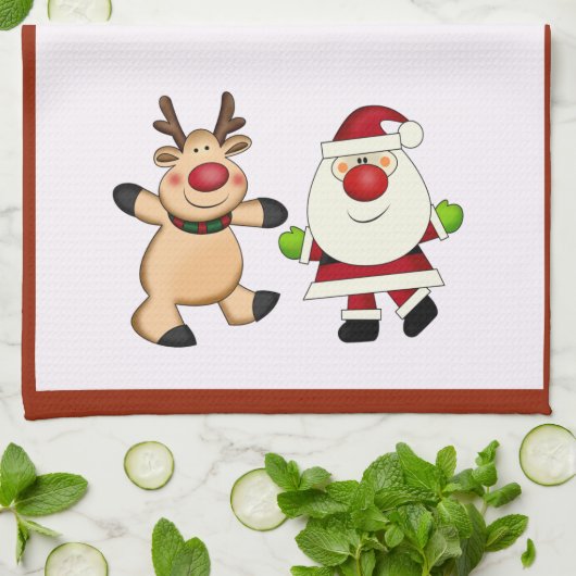 Sankt- u. Ren-Weihnachtsfeiertag Geschirrtuch (Gefaltet)
