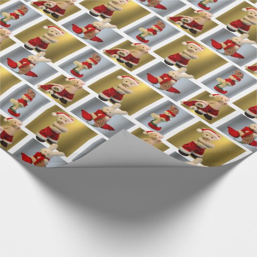 Sankt- und Elf-WeihnachtsPackpapier Geschenkpapier (Ecke)