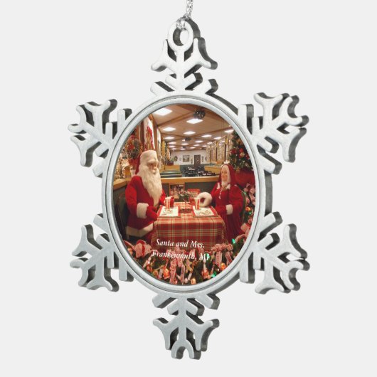 Sankt und Frau Frankenmuth, MI-Schneeflocke 1 Schneeflocken Zinn-Ornament (Rechts)