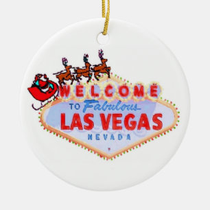Sankt und Ren auf Las Vegas-Zeichen-Verzierung Keramikornament