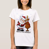 Sankt- und Ren-Weihnachten T-Shirt (Vorderseite)