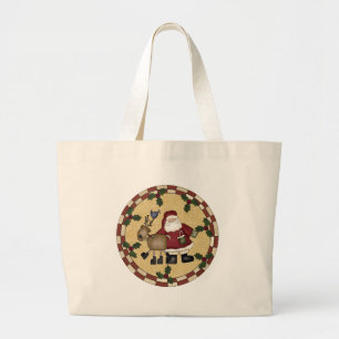 Sankt- und Ren-WeihnachtsTaschen-Tasche Jumbo Stoffbeutel