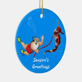 Sankt- und Seepferd-Verzierung (blau) Keramikornament (Rechts)