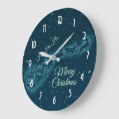 Sankt und sein Ren-Nachts-Himmel Große Wanduhr (Winkel)