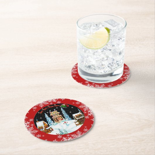 Sankt und seine Ren-Untersetzer Runder Pappuntersetzer (Vor Ort)