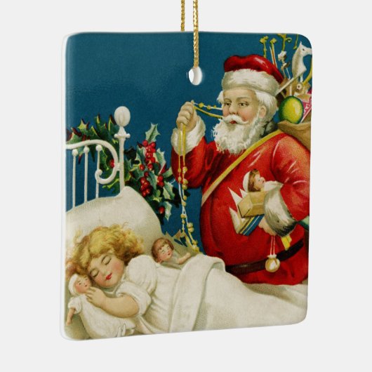 Sankt und wenig Schlafenmädchen-Weihnachten Keramikornament (Rechts)
