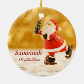 Sankt-Verzierung des Babys personalisierte erstes Keramik Ornament (Hinten)