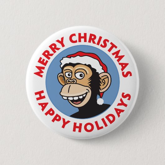 Sankt-Weihnachtsaffe Button (Vorderseite)