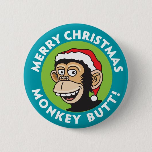 Sankt-Weihnachtsaffe Button (Vorderseite)