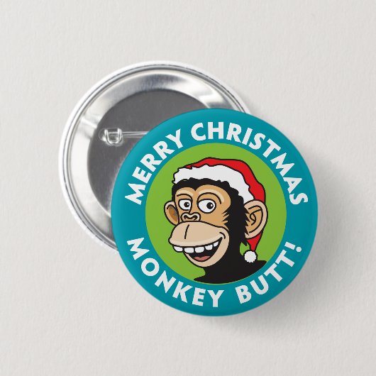 Sankt-Weihnachtsaffe Button (Vorne & Hinten)