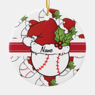 Sankt Weihnachtshut auf einem Baseball Keramik Ornament