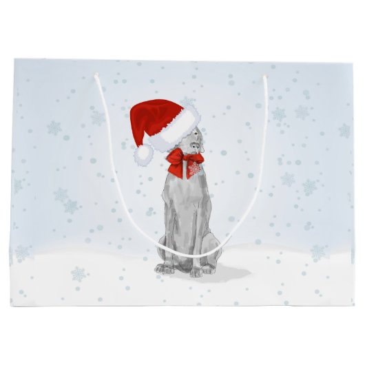 SANKT WEIMARANER IN DER SCHNEE-GESCHENK-TASCHE GROßE GESCHENKTÜTE (Rückseite)