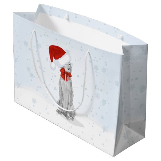 SANKT WEIMARANER IN DER SCHNEE-GESCHENK-TASCHE GROßE GESCHENKTÜTE (Rückseite Schrägansicht)