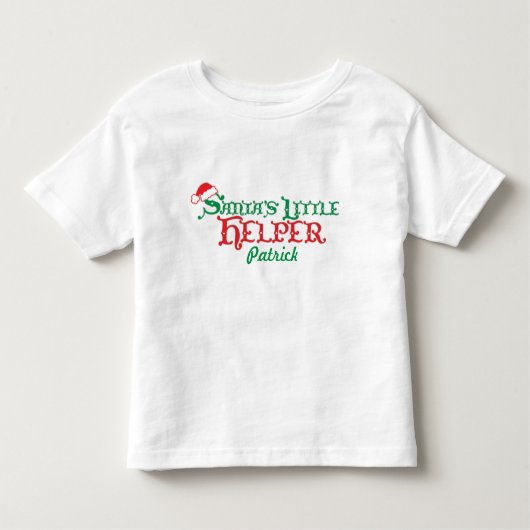 Sankt wenig Helfername Weihnachtsrotes grünes Kleinkind T-shirt (Vorderseite)