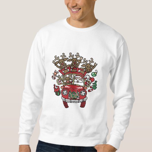 Sankt Woody und sein Ren-WeihnachtsCartoon Sweatshirt (Vorderseite)