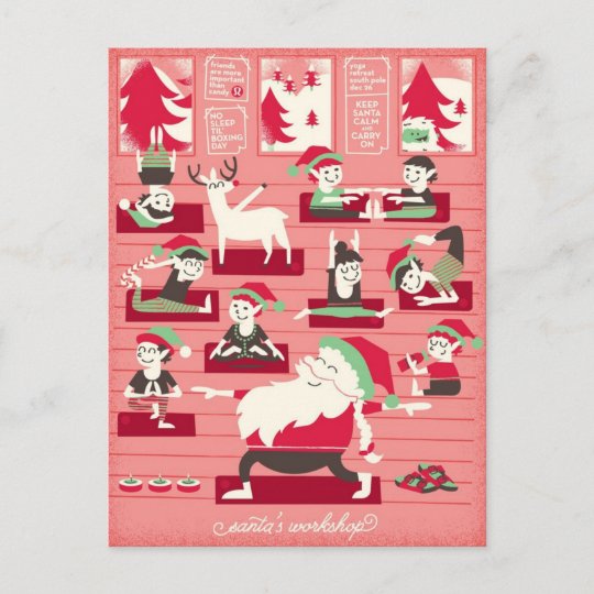 Sankt Yoga Werkstatt Weihnachtspostkarte Feiertagspostkarte Zazzle De