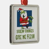 Sankt-Zombie-Plätzchen Silbernes Ornament (Rechts)
