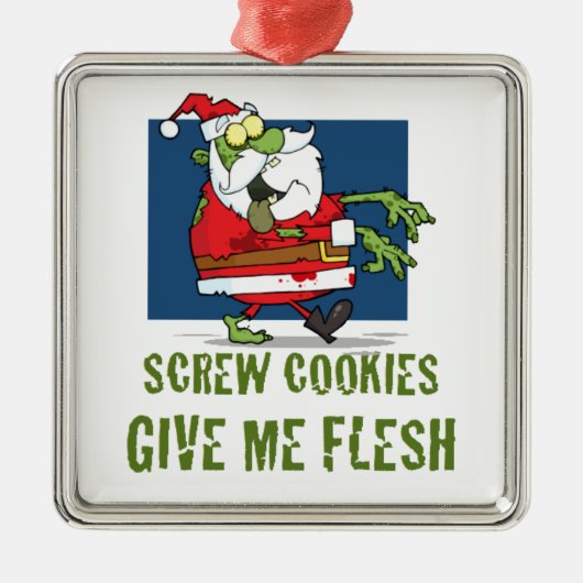 Sankt-Zombie-Plätzchen Silbernes Ornament (Vorne)