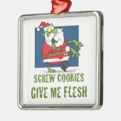 Sankt-Zombie-Plätzchen Silbernes Ornament (Links)