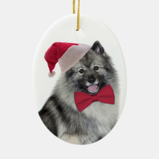 Sanktkeeshond-Weihnachtsverzierung Keramikornament (Hinten)