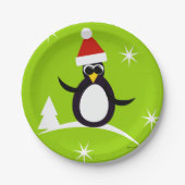 Sanktpenguin-Weihnachtspapier-Party-Teller Pappteller (Vorderseite)