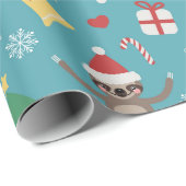 SanktSloths - niedliches Weihnachtsmuster Geschenkpapier (Rolleneckpunkt)