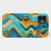 Sanlúcar Blue Green Orange Waves Case-Mate iPhone Hülle (Rückseite (Horizontal))